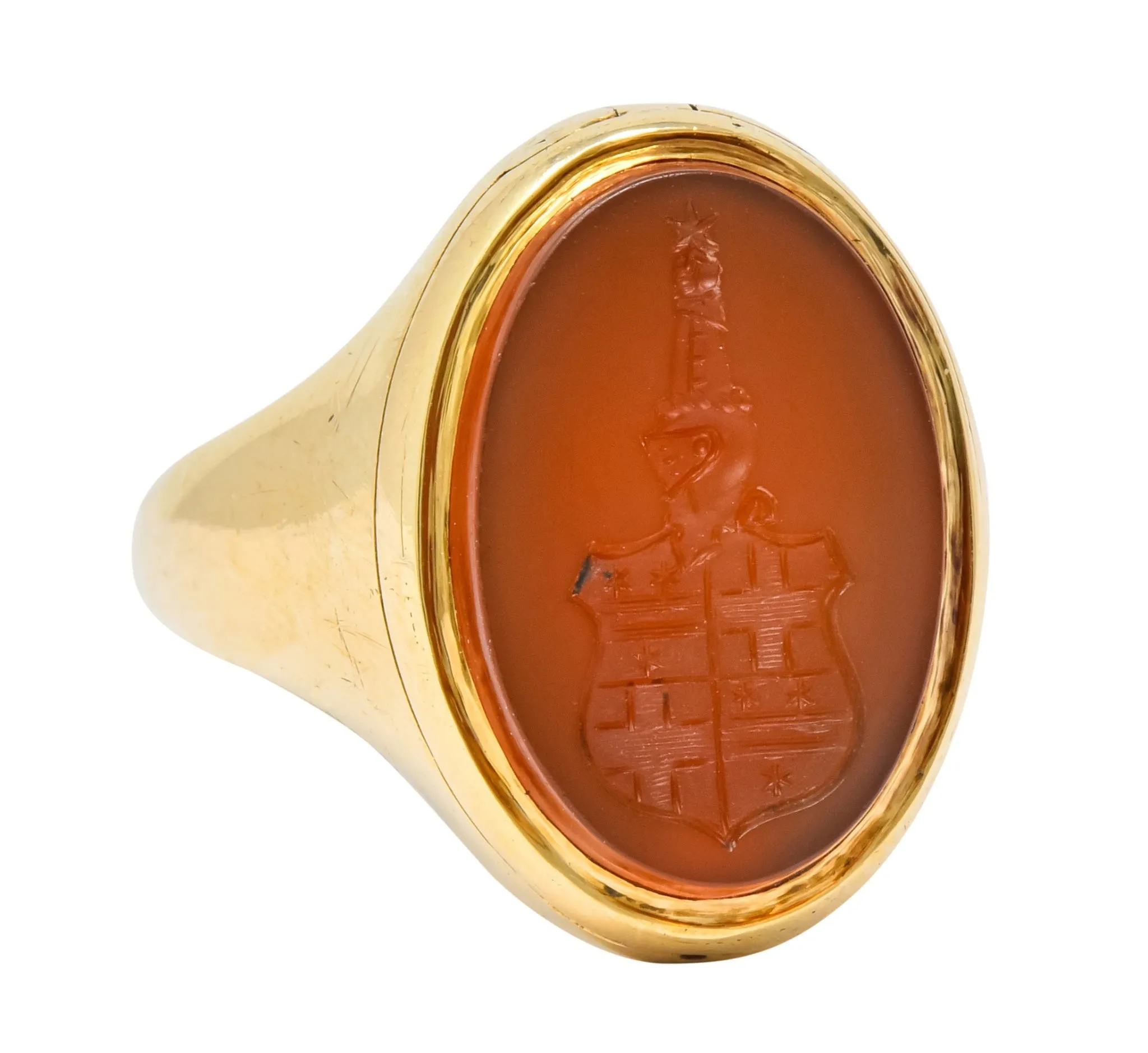 Victorian Carnelian Intaglio 14 Karat Gold Unisex Locket Ring