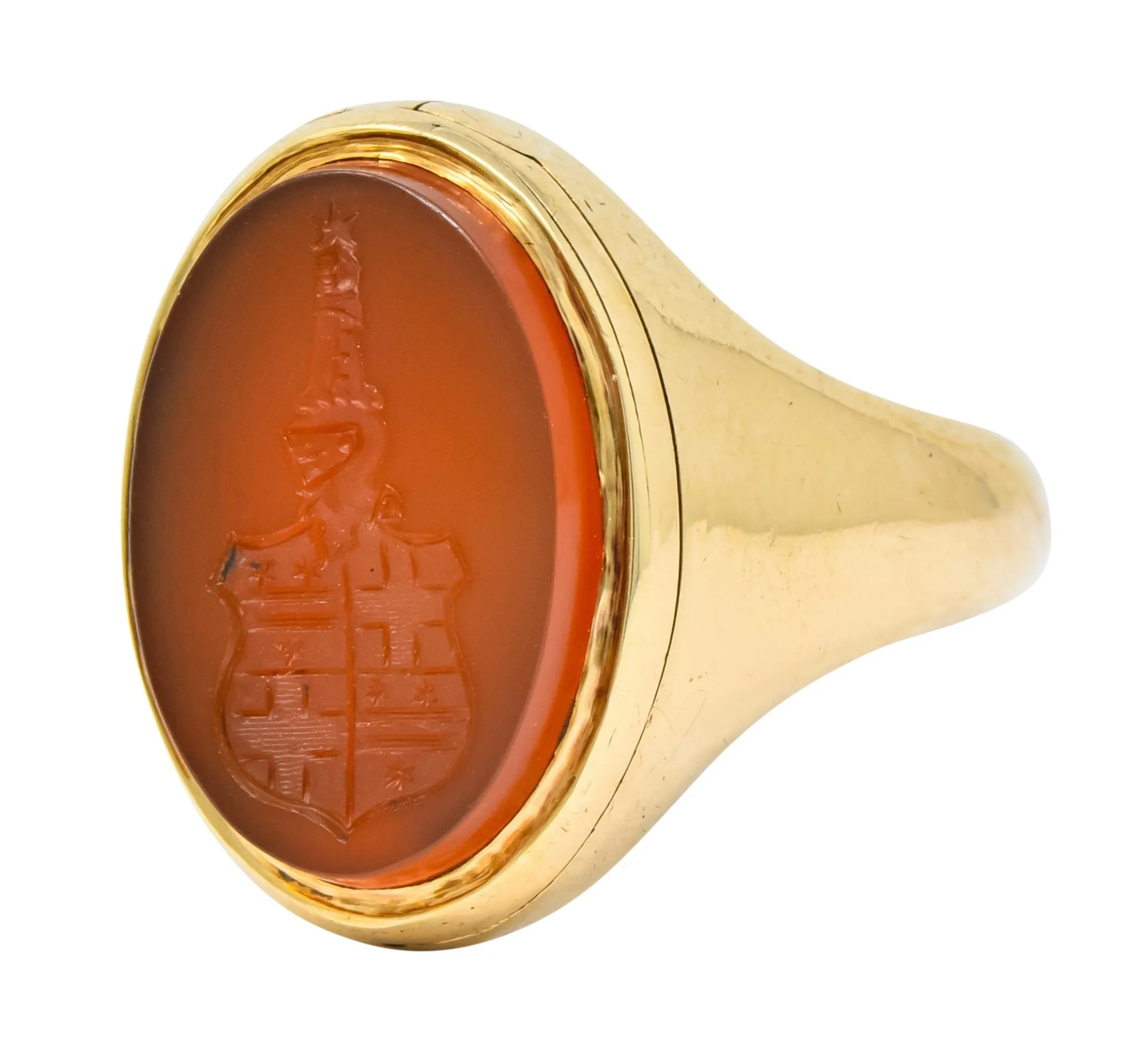 Victorian Carnelian Intaglio 14 Karat Gold Unisex Locket Ring