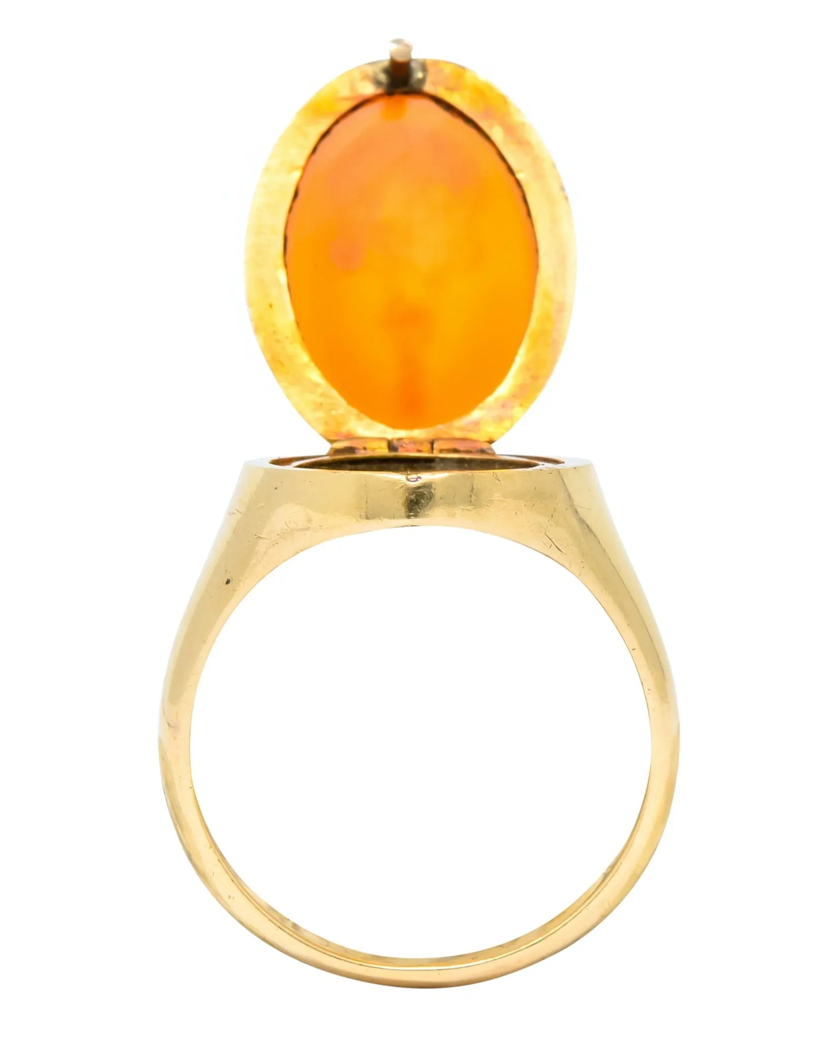 Victorian Carnelian Intaglio 14 Karat Gold Unisex Locket Ring