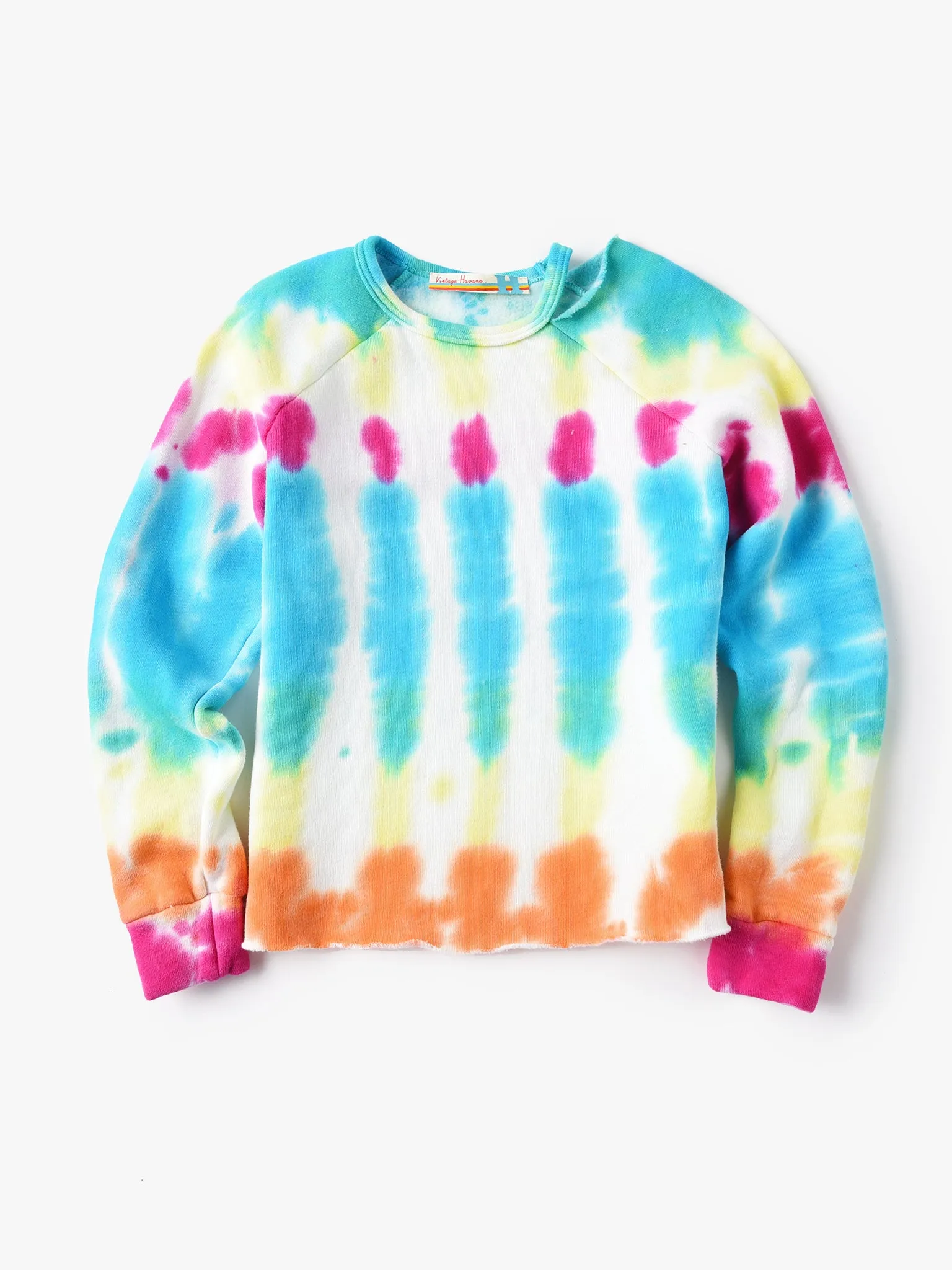     VINTAGE HAVANA  Girls' Tie-Dye Raw Edge Star Back Fleece Sweatshirt    