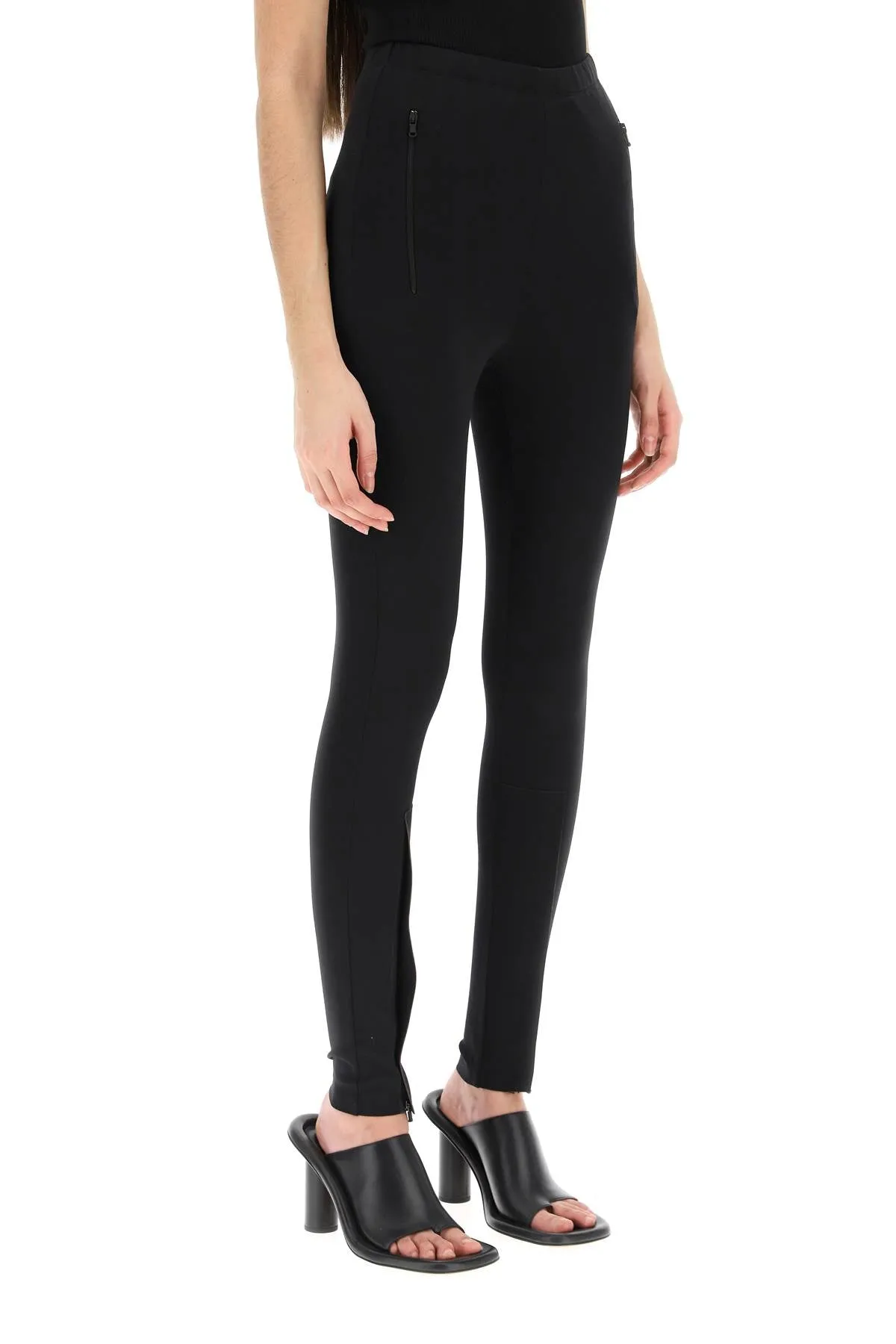 Wardrobe.nyc leggings with zip cuffs W2014R05 BLACK