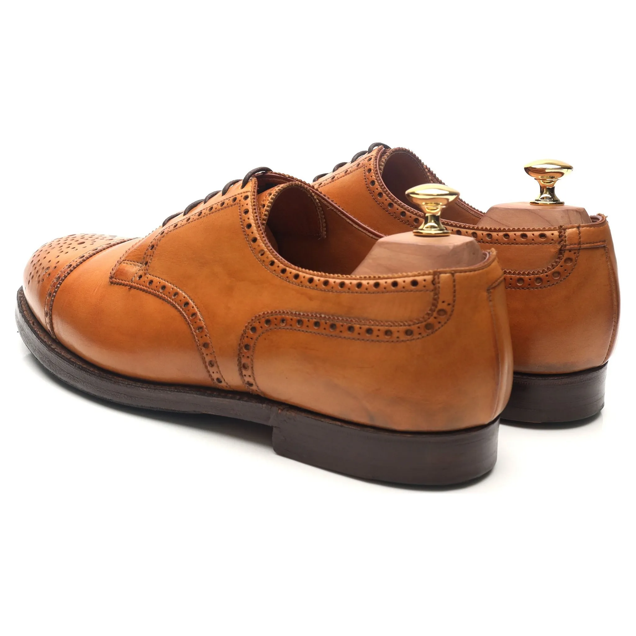 'Wein' Tan Brown Leather Apron Derby Brogues UK 10 E