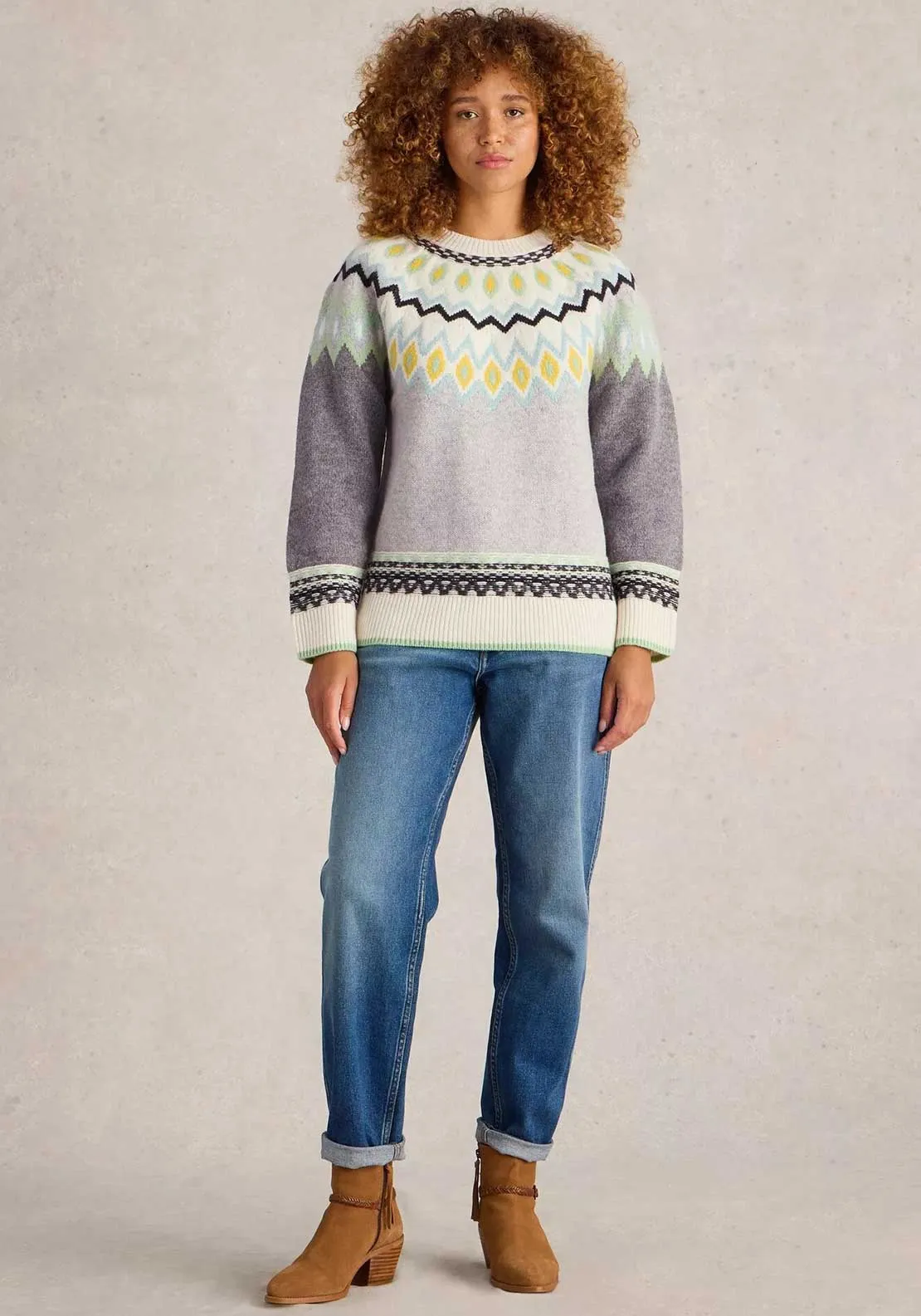 White Stuff Sunset Fairisle Jumper, Grey