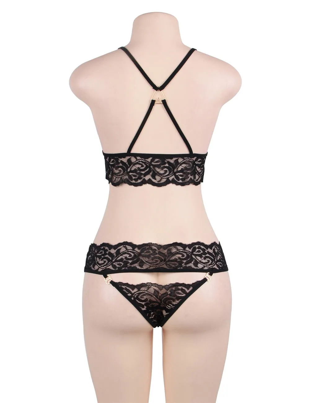 Women's Sexy Erotic Lace Floral Ultra Thin See-through Lingerie Set