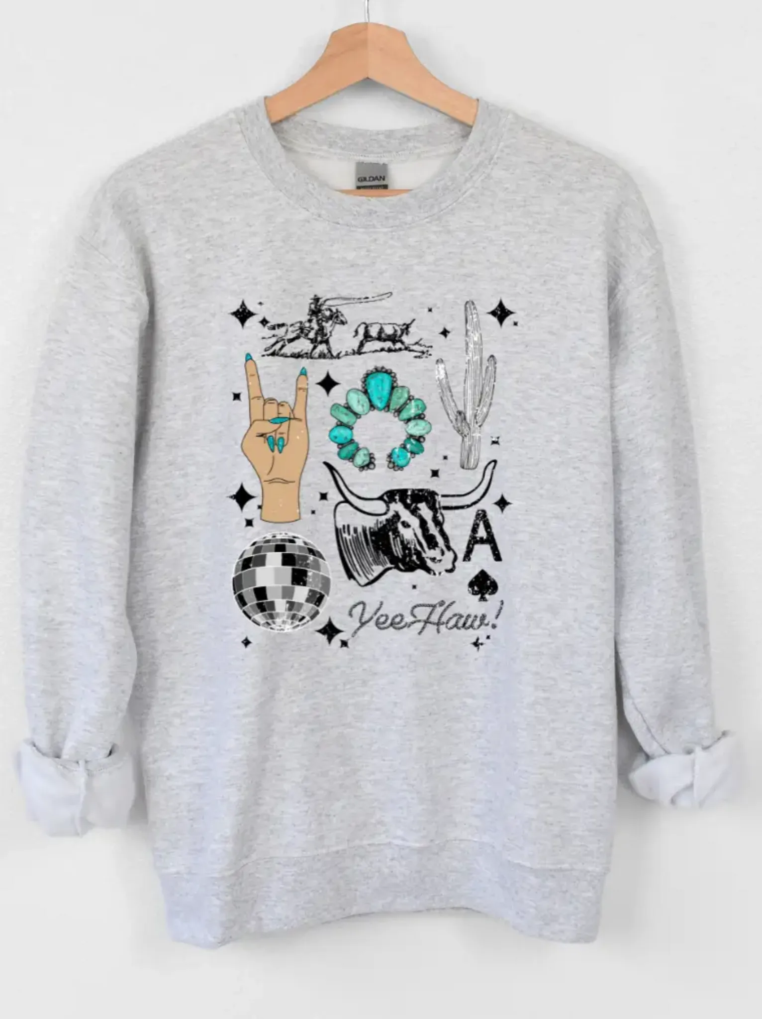 Yeehaw Collage Crewneck Ash