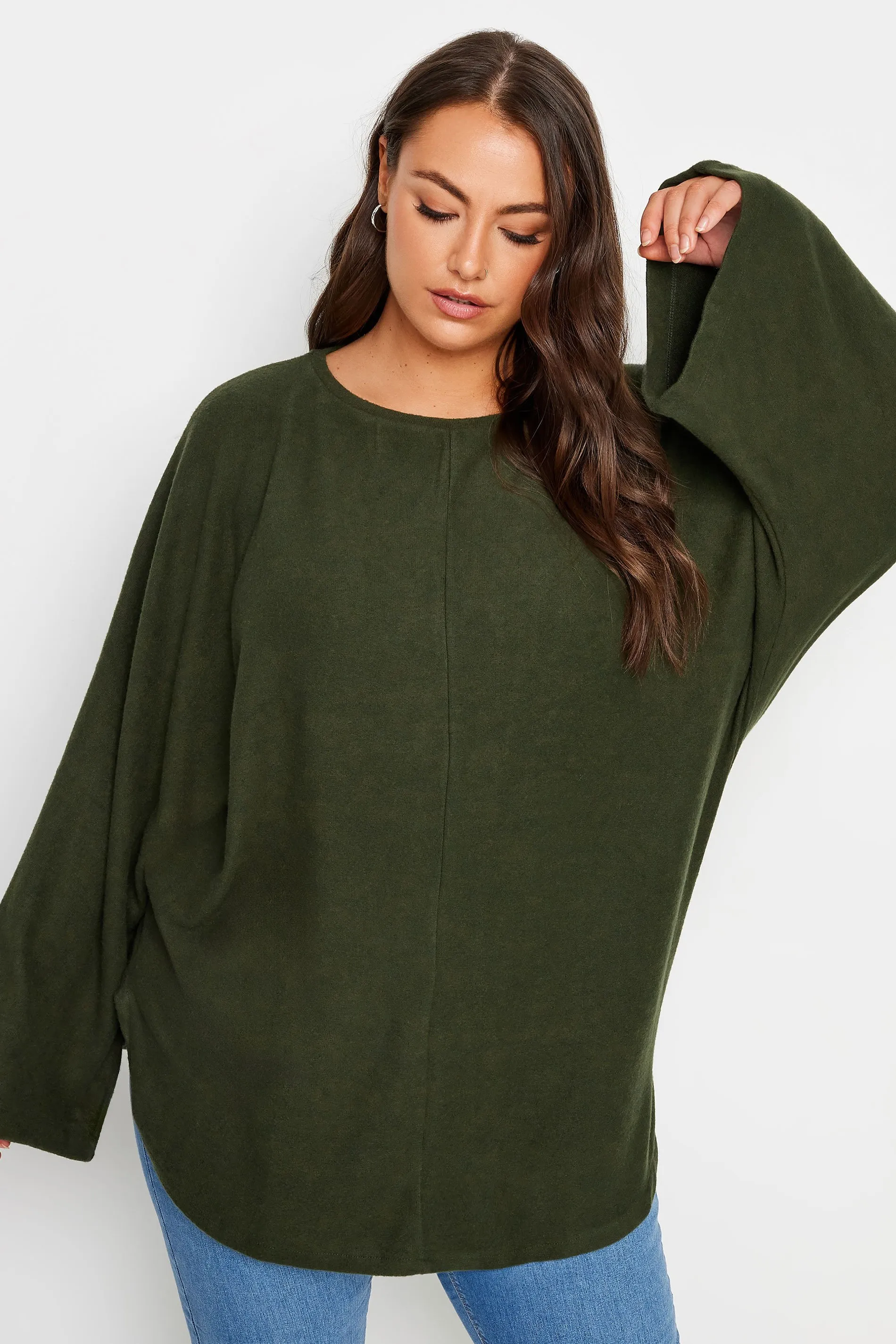 YOURS Curve Green Batwing Jumper