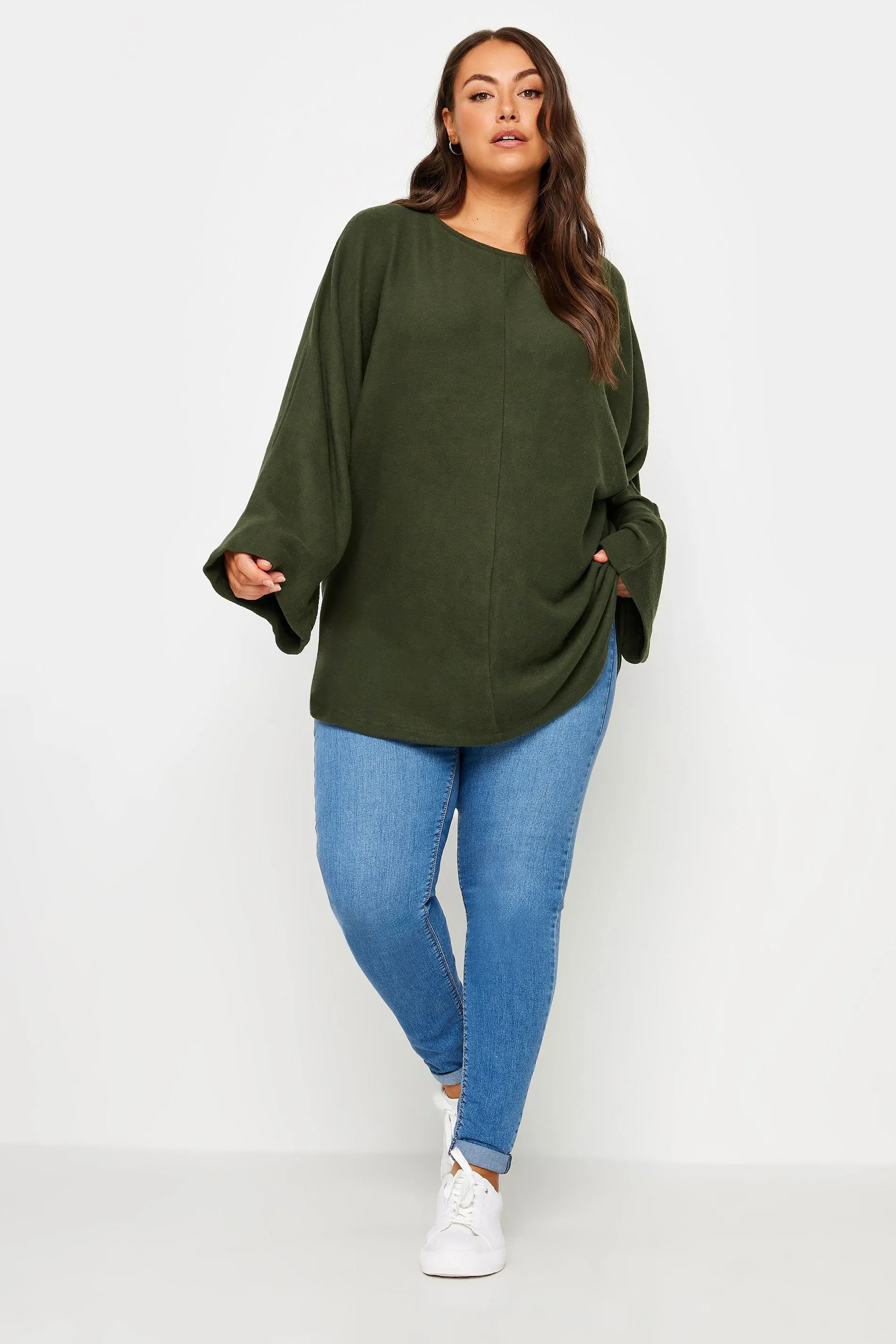 YOURS Curve Green Batwing Jumper