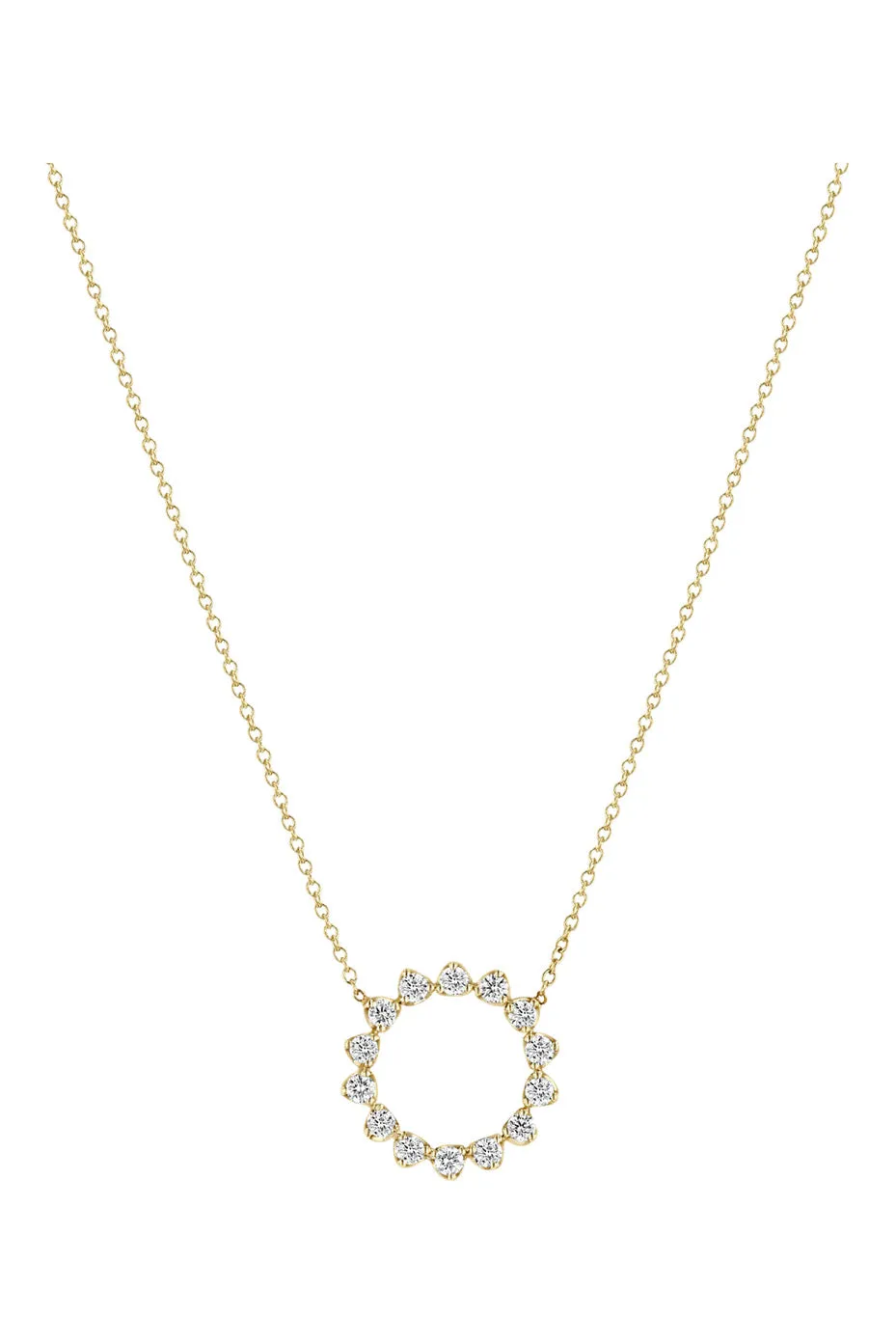 Zoe Chicco Prong Diamond Circle Necklace in 14k Yellow Gold